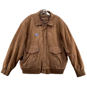 Vintage Global Identity G-III Jacket Mens 2X Leather Bomber Flight Ford Moto 70s - Picture 1 of 8