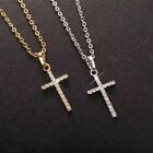 Crystal Cross Pendant Necklace Chain Silver Gold Colour UK