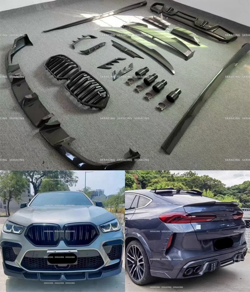 Kit de carrocería difusor trasero labio parachoques delantero fibra de carbono real para BMW X6 X6M 2020-23 Foto 1 de 4