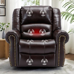 360° Swivel Rocker Recliner with Heat & Massage Manual Recliner Chair w/ Armrest - Picture 1 of 40