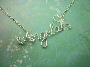Choose Your Birthstone - Wedding Gift -Silver Name Necklace Wire & Crystals - Picture 1 of 12