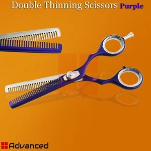 Barber Double Thinning Scissor 6'' Purple Color Hair Cutting And Dressing Shears - Afbeelding 1 van 2
