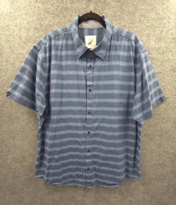 Camisa Fundamental Coast Para Hombre 2XL Manga Corta Abotonada Azul Rayas Algodón Foto 1 de 4
