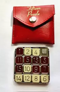 Fifteen Puzzle Metal Enamel Pouch The Ultimate Puzzle Games ThinkFun Inc Vintage - Picture 1 of 5