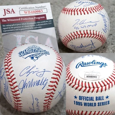 1995 Atlanta Braves WS CHAMPS Team Signed BASEBALL w/ 10 Autos + JSA COA #W983 - Image 1 of 4
