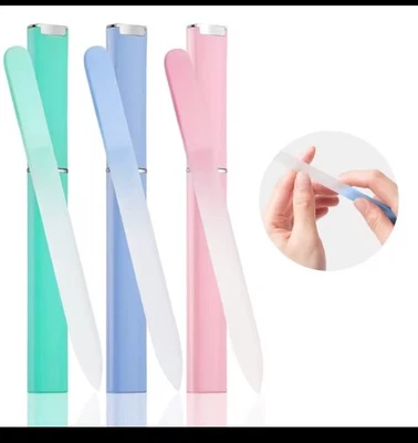 Glass Nail File With Case Set Crystal In Double Sided Manicure Pedicure Tool UK - Image 1 of 4