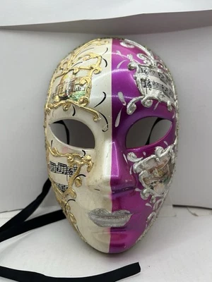 La Maschera del Galeone Hand Painted Venetian Mask  Italy Vintage Pink/ White - Image 1 of 4