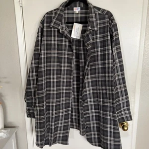NWT LuLaRoe Womens Plus Size 3XL Gray Plaid Abagail Button-Up Shirt Long Sleeve - Picture 1 of 9