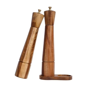 Salt and Pepper Grinder Set with Tray, Adjustable Ceramic Grinder Salt Mill, ... - Picture 1 of 9