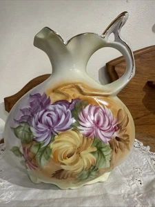 Antique R S Germany Hand Painted Floral Porcelain Pitcher Vibrant French Country - Picture 1 of 8