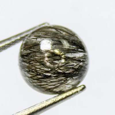Natural Black Rutile Quartz Cabochon In Round Shape 4.65 Carats 10x10x6  mm Size - Image 1 of 4
