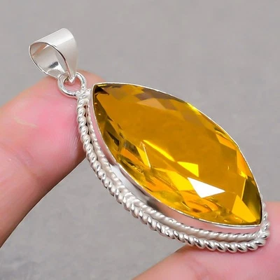 Ciondolo sfaccettato a forma di marchesa citrino pietra preziosa fatto a... - Immagine 1 di 4