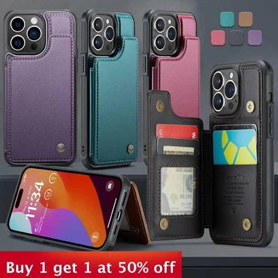 For iPhone 17 Air 17 16 Pro Max 7 15 14 13 12 11 XR XS Phone Leather Case wallet - Image 1 of 4