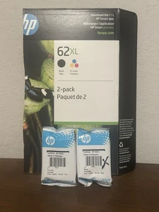 HP 62XL Black & 62 Tri-Color Ink Cartridge Combo Pack Exp Dec 2026 - Picture 1 of 4