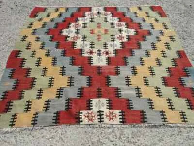 Alfombras rústicas para sala de estar - Alfombras Kilim de lana bordadas bohemias hechas a mano Foto 1 de 4