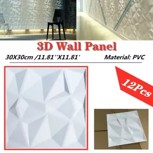 12PCS Art 3D Decorative Wall Panels Luxury Diamond Design Ceiling Wallpaper 30cm - Picture 1 of 12