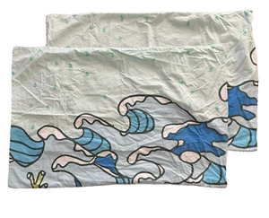 2 Ikea BLAVINGAD Wave Standard Pillowcases Ocean Beach Theme - Bild 1 von 6