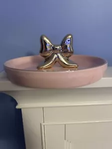 Bandeja de baratija coloquial con lazo dorado rosa - Imagen 1 de 3