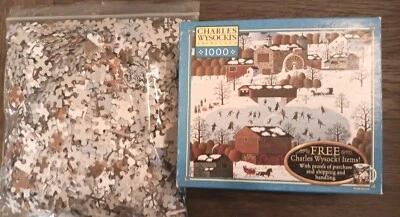 Charles Wysocki Chestnut Valley 1000 pc Puzzle Winter Ice Skating Americana NICE - Image 1 of 4