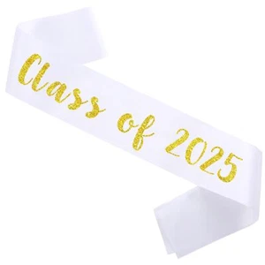 HUBEISIYU Class of 2025 Sash Gold Glitter Letter Senior Sash 2025 Graduation ... - Picture 1 of 3