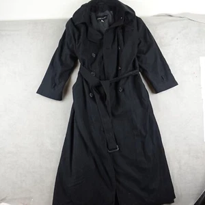 Vintage Anne Klein II trench cappotto donna 4 nero manica lunga lana - Foto 1 di 20