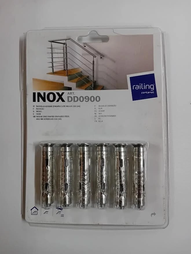   N 6 Tasselli acciaio zincato e vite M8 in acciaio inox A4 - Ø foro 12 mm - Immagine 1 di 1