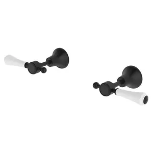 Fienza Lillian Lever Wall Top Assemblies Matte Black with Ceramic Handles 339104 - Picture 1 of 1