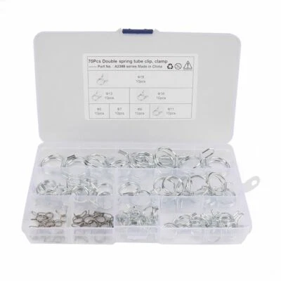 Stainless Steel Car Double Wire Fuel Line Hose Tube Spring Clamps Clips Φ5-Φ18 - Image 1 of 4