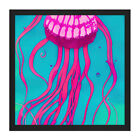 Purple Jellyfish Ocean Sea Watercolour Square Frame Print Picture Wall Art
