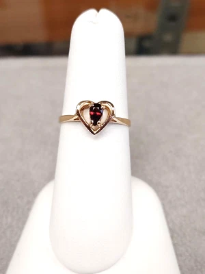 NUEVO ANILLO Oro Amarillo 14Kt Granate Forma Corazón COLORcraft Talla 6.25 Foto 1 de 4