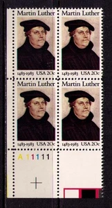 US USA Sc# 2065 MNH FVF PL# BLOCK Martin Luther Lutheran Church Religion Bible - Picture 1 of 1