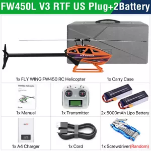 Fly Wing FW450L V3 6CH GPS 3D Hovering Auto Return RC RTF Elicottero 2 Batteria - Foto 1 di 30