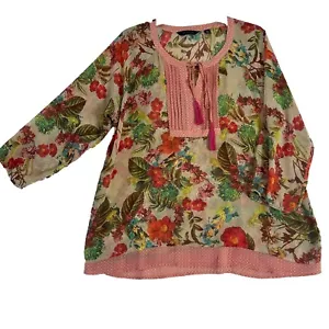 Camicetta donna Investments XL trasparente floreale cottage core casual femminile multicolore - Foto 1 di 9
