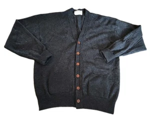 Lord Jeff Lamb's Wool Cardigan Sweater Size M Buttoned V-Neck Gray Made In USA  - Picture 1 of 12