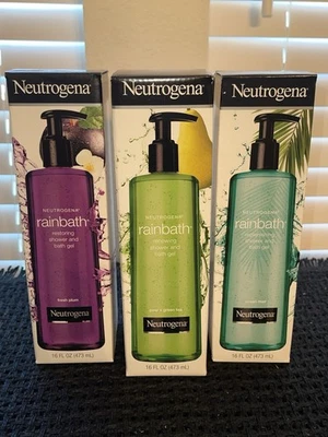 Neutrogena Rainbath Shower Gel Fresh Plum Ocean Mist Pear Green Tea Set of 3 - Image 1 of 4