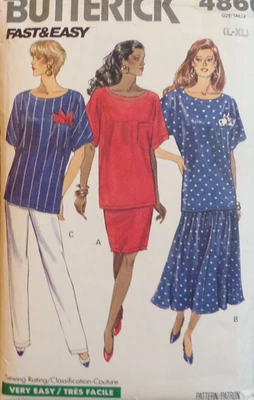 Butterick Sewing Pattern 4866 Misses Top Skirt and Pants Sizes LG-XL 16-22 CUT - Image 1 of 4