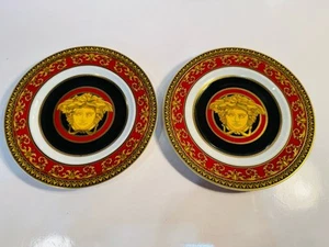 PAIR Rosenthal Versace Medusa 7 1/4” Red Side/Bread Plates PERFECT & Best Price! - Picture 1 of 6