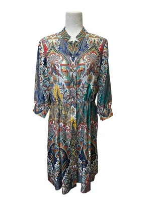 Vestido Camisa Vintage Oscar De La Renta 100% Seda Manga 3/4 Paisley Regal Talla 8 Foto 1 de 4