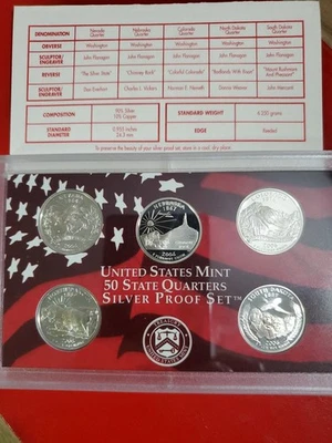 2006 S .90 Silver 5o State Quarters Original Protection Beautiful Set With Coa. - Image 1 of 4