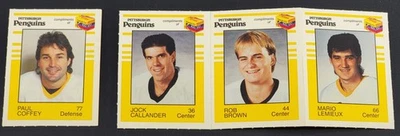 1987-88 Penguins Kodak 4 Card Lot Mario Lemieux Paul Coffey - Image 1 of 2