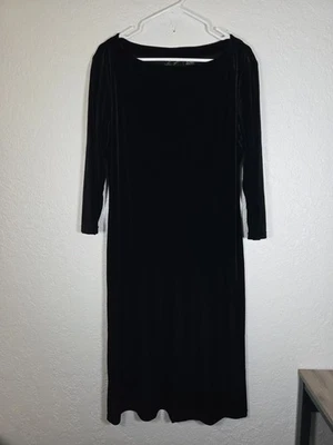 Vestido midi de terciopelo grande vintage años 90 Kathie Lee para mujer 12/14 negro caprichoso Foto 1 de 3
