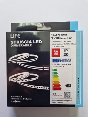 STRISCIA LED COB 24V 10.8W/M 1200LUMEN/M 5METRI LUCE FREDDA NUOVA - Immagine 1 di 4
