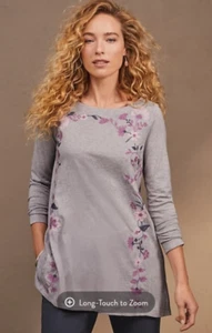 J. Jill Women's Pure Jill Zinc-Heather-Grey Multi Embroidered Knit Tunic 2X - Picture 1 of 9
