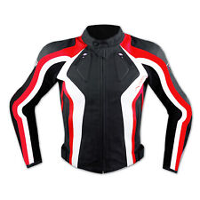Racing chaqueta Moto Piel Protecciones CE Homologado Leather Jacket Rojo