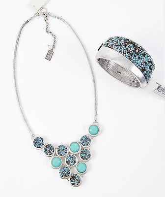 Kenneth Cole Blue Frontal Necklace & Cuff Bracelet Set Pebble Beach $143 NWT - Image 1 of 4