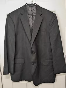 Brooks Brothers Estrato Blazer Men's 44R Black Wool Striped Single Breasted - Picture 1 of 14