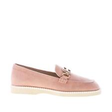 HOGAN women shoes H642 antiqued pink soft suede loafer with enamelled accessory