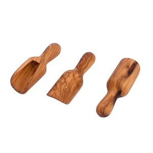 AKwood Olive Wood XS Scoop - Set of 3 wooden Salt / Sugar / Spice Scoops - BIO - Picture 1 of 3
