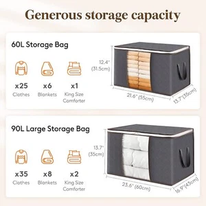 6 - Pack Foldable Clothes Storage Bins - Lids, Zippers, Clear Window (Gray) - Picture 1 of 46