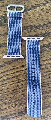 ~Banda de nailon tejida para reloj Apple 38 mm genuina auténtica rosa claro/azul medianoche Foto 1 de 3